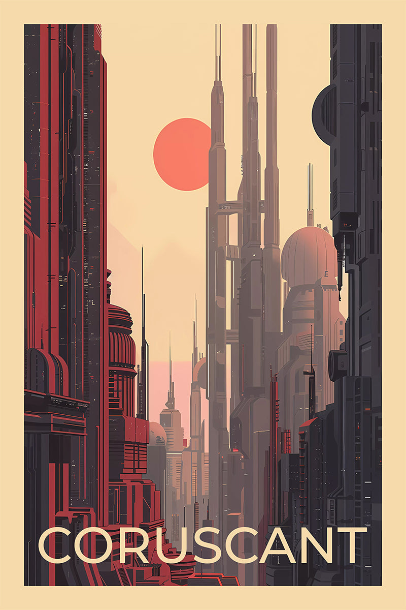 Coruscant – Retro Futurist Star Wars Inspired Sci-Fi Architecture Poster
