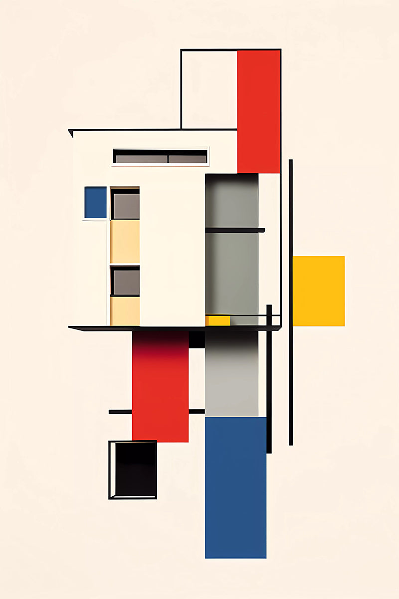 Bauhaus De Stijl Abstract Architecture, Mondrian Inspired Wall Art
