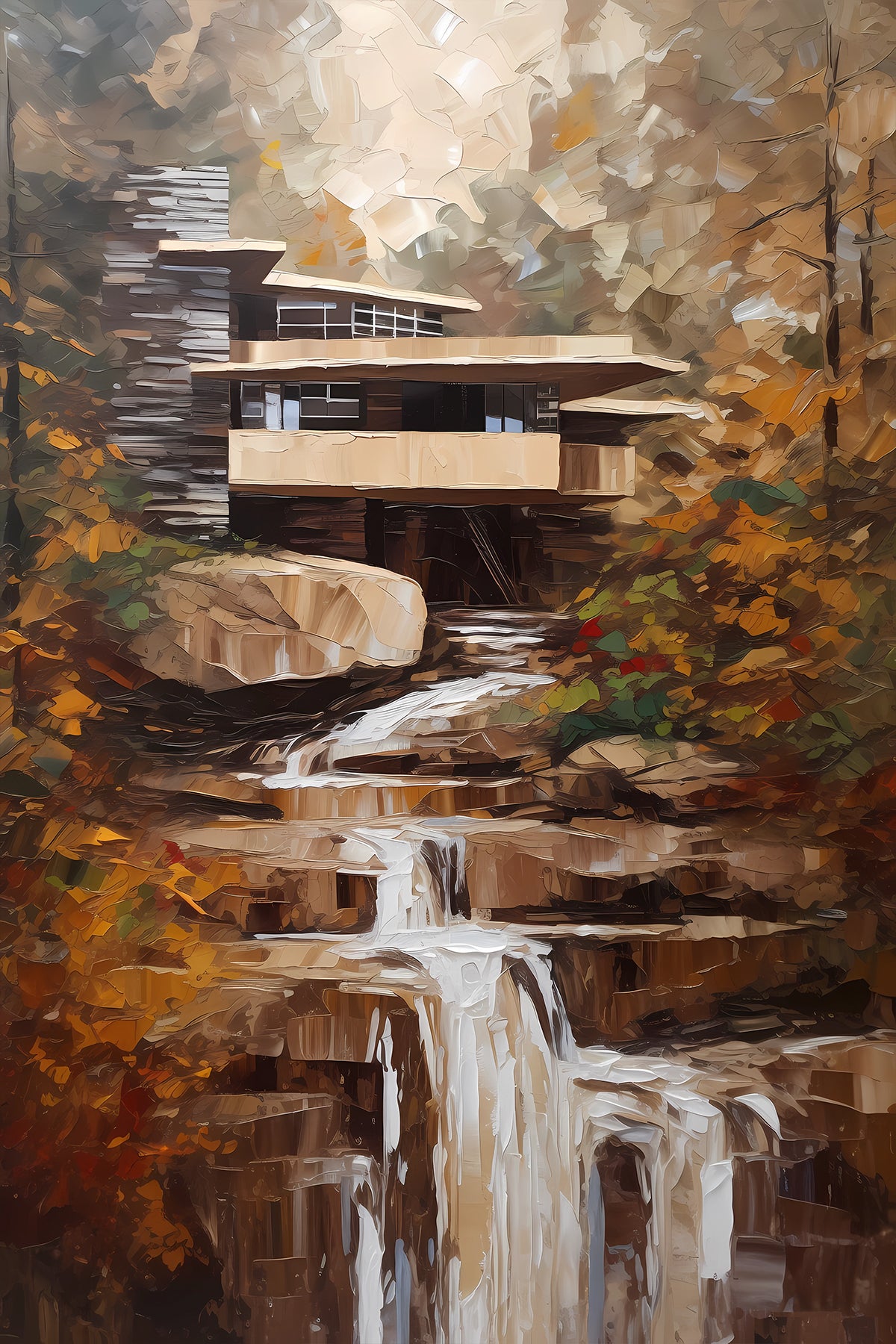 Frank Llyod Wright - Fallingwater House Oil Painting