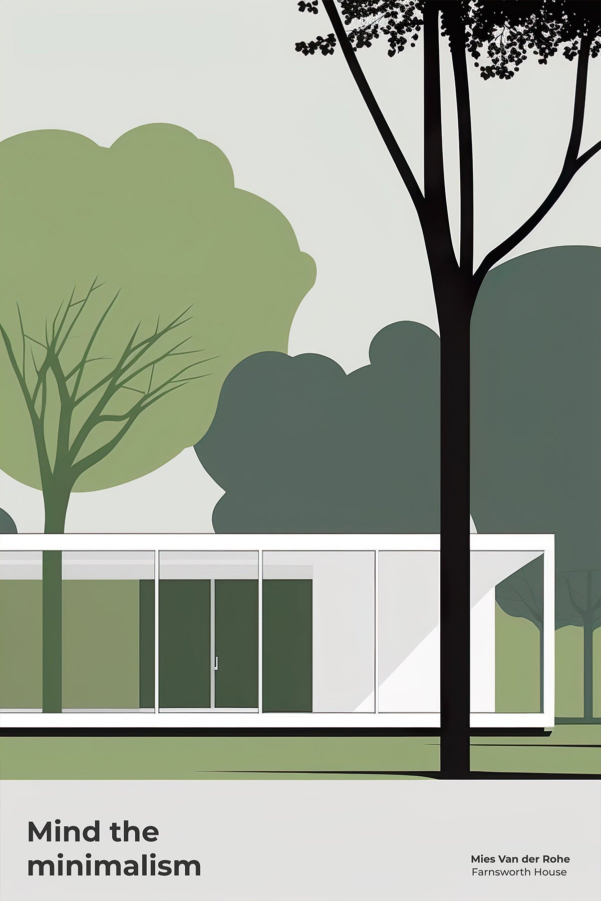 Farnsworth House Minimalist Poster – Mies van der Rohe Architecture