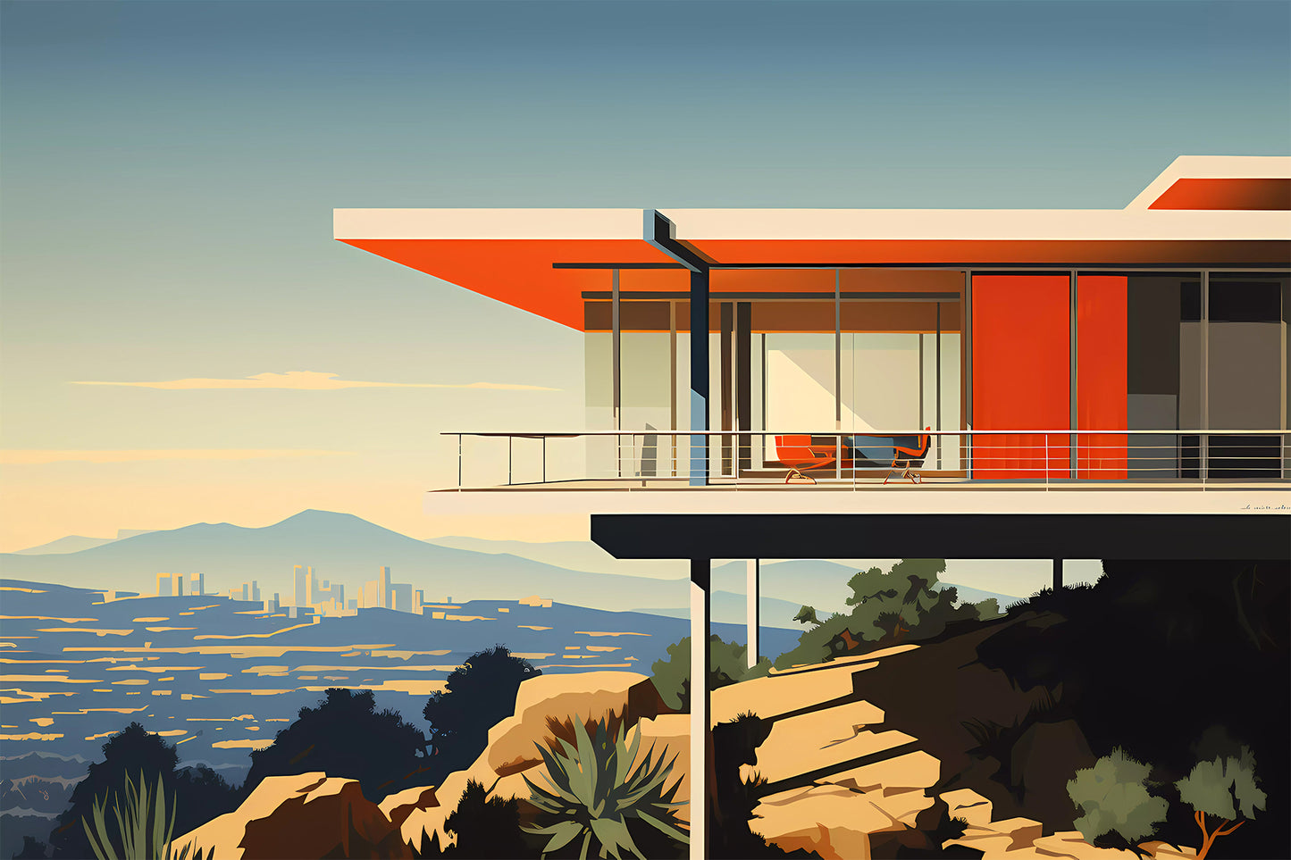 Los Angeles Modern Stilt House — Mid-Century Hillside Architecture Art Print