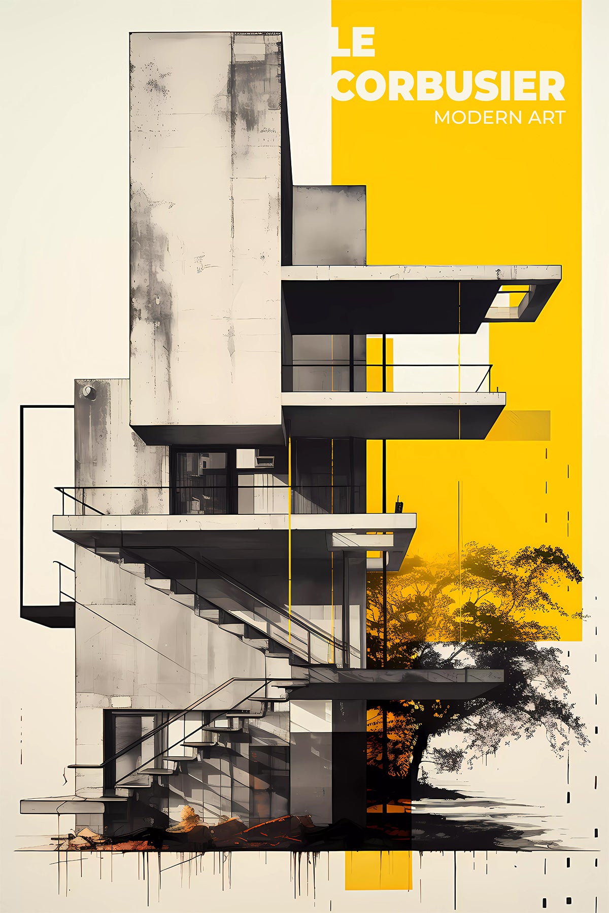 Le Corbusier Architecture Poster Print – Brutalist Modern Art