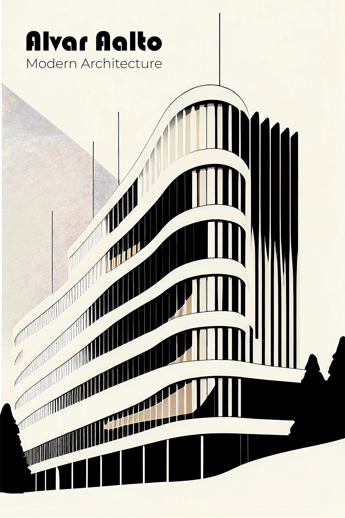 Alvar Aalto Modern Architecture Poster – Scandinavian Design Art Print