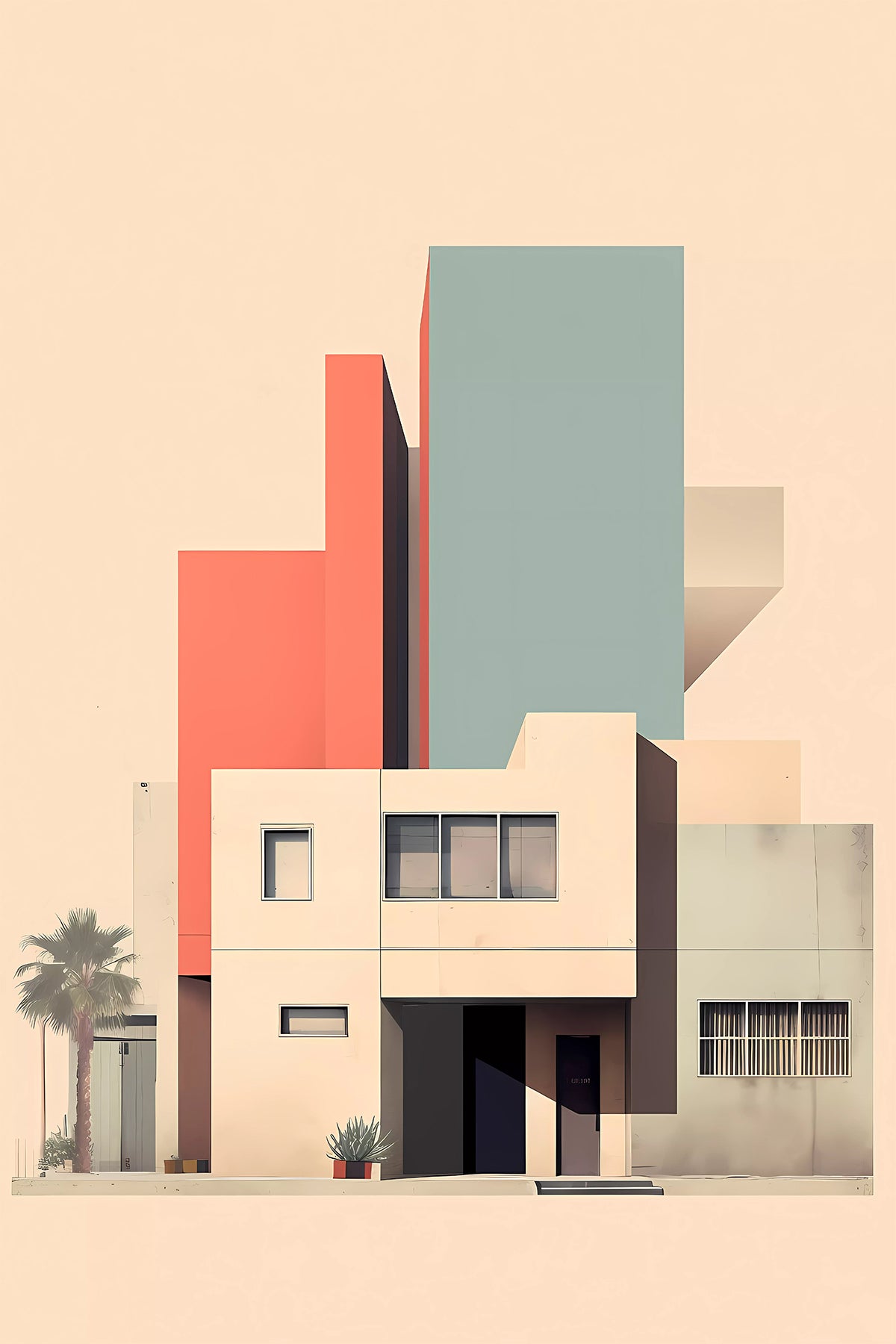 Postmodern Minimalist Architecture – Color Block Geometric House