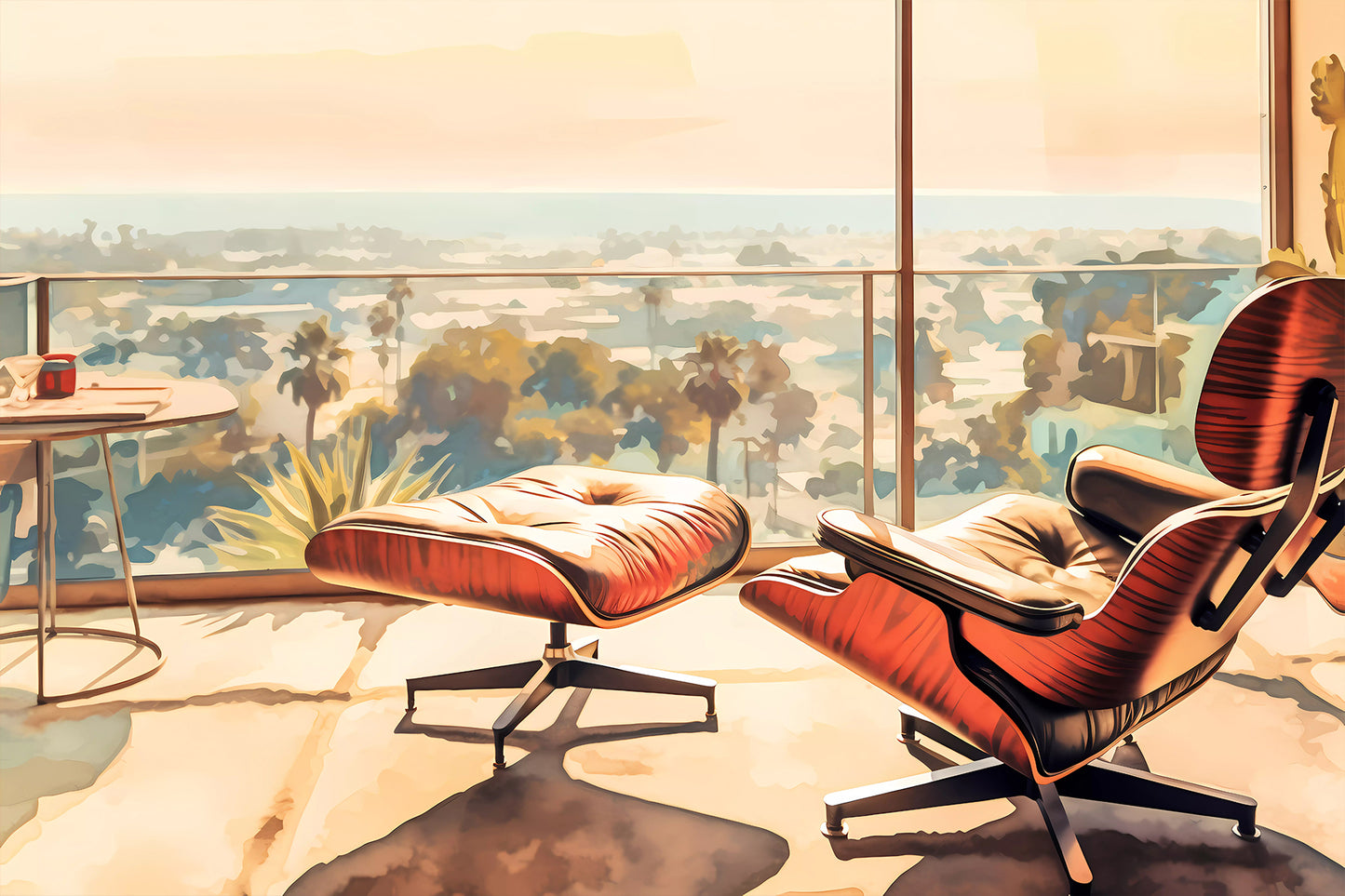 Mid Century Modern Eames Lounge Chair Print – Palm Springs Interior Art