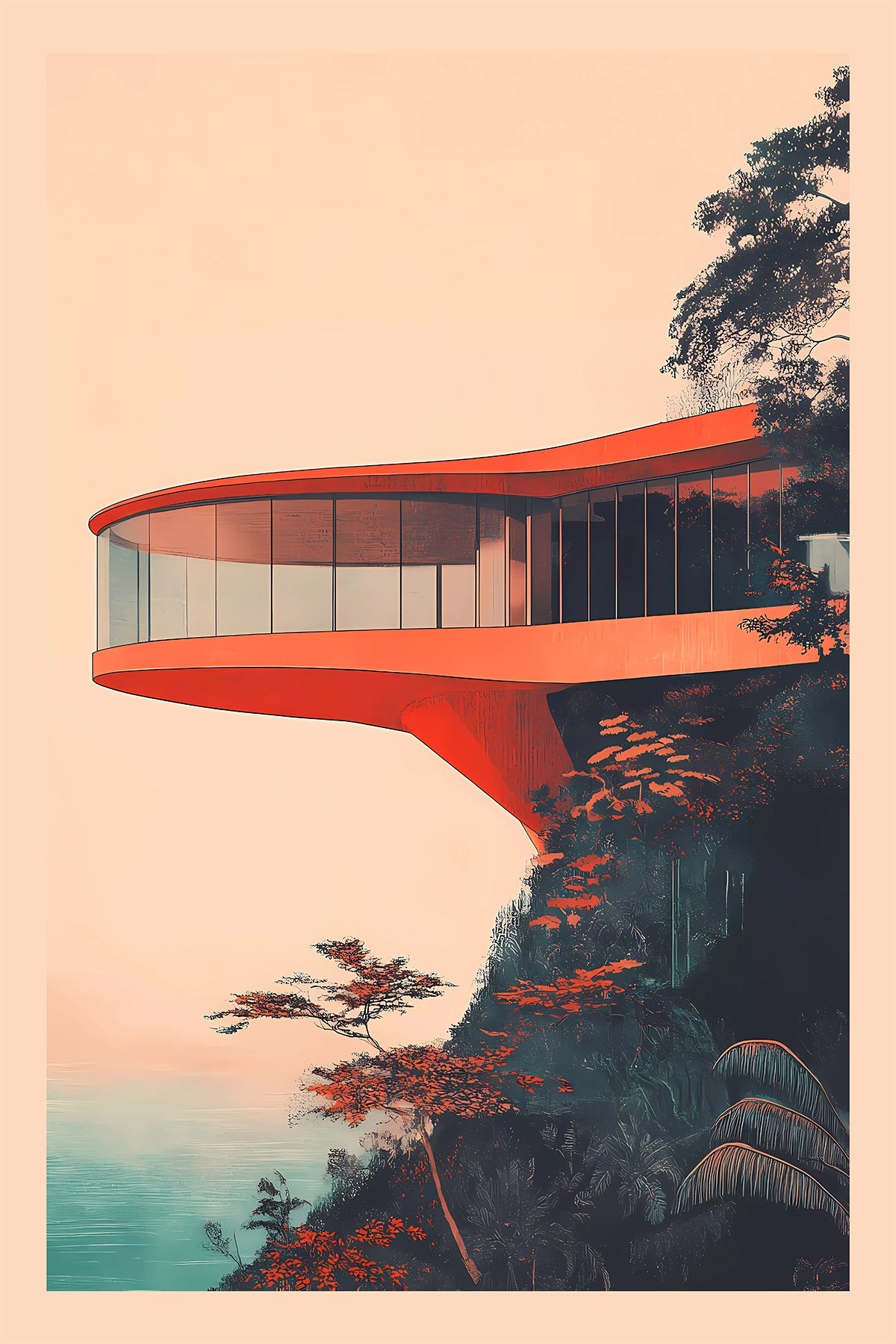 Mid-Century Modern Cliff House – Retro-Futuristic Architecture