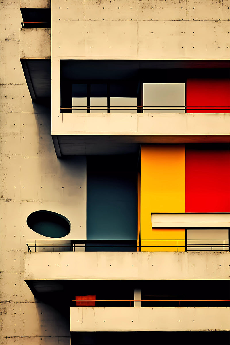 Abstract Architectural Wall Art Inspired by Le Corbusier