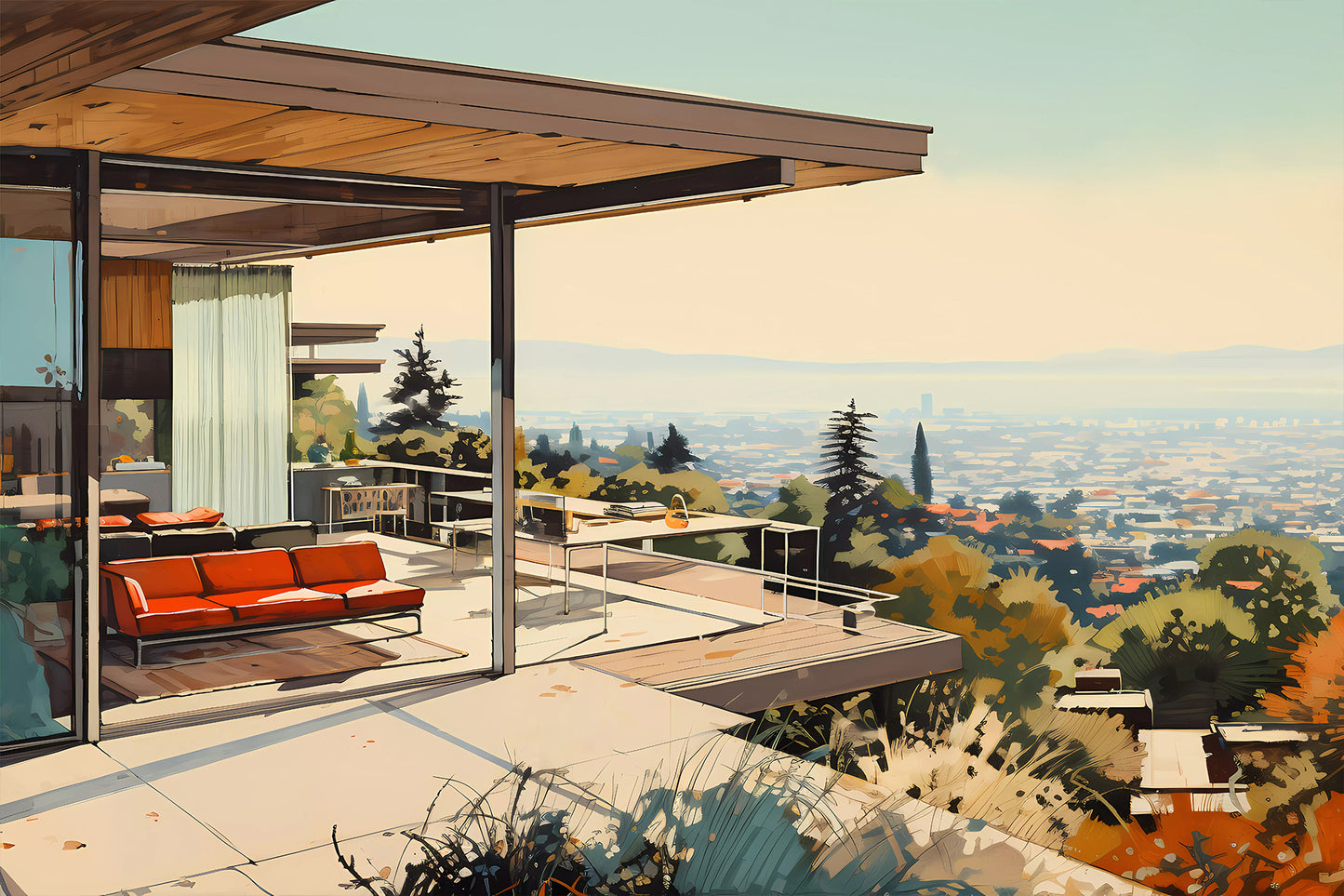 Stahl House Print – Mid-Century Modern Hillside Home by Pierre Koenig