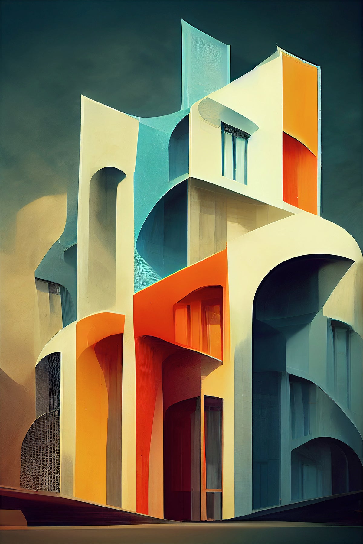 Expressionist Architecture Art Print – Modern Abstract