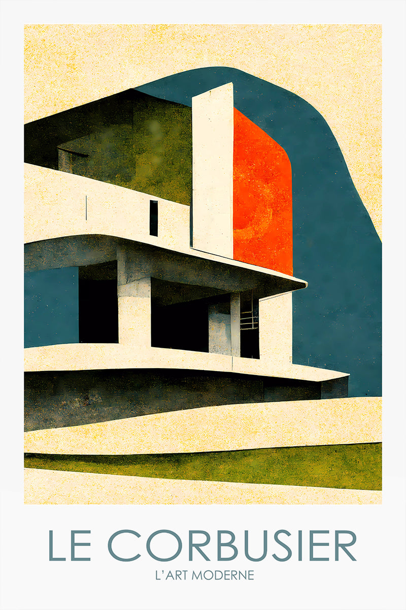 Abstract Modernist Wall Art Print Inspired by Le Corbusier