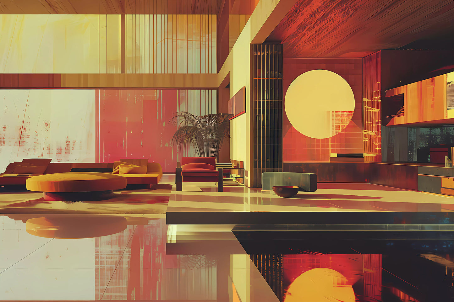 Retro Futurist Interior Print, Mid Century Modern Inspired