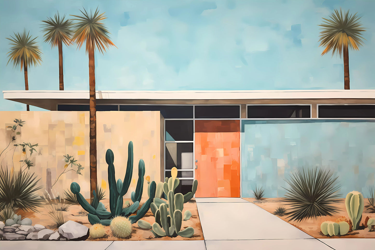 Palm Springs Mid Century Modern Facade Print, Desert House