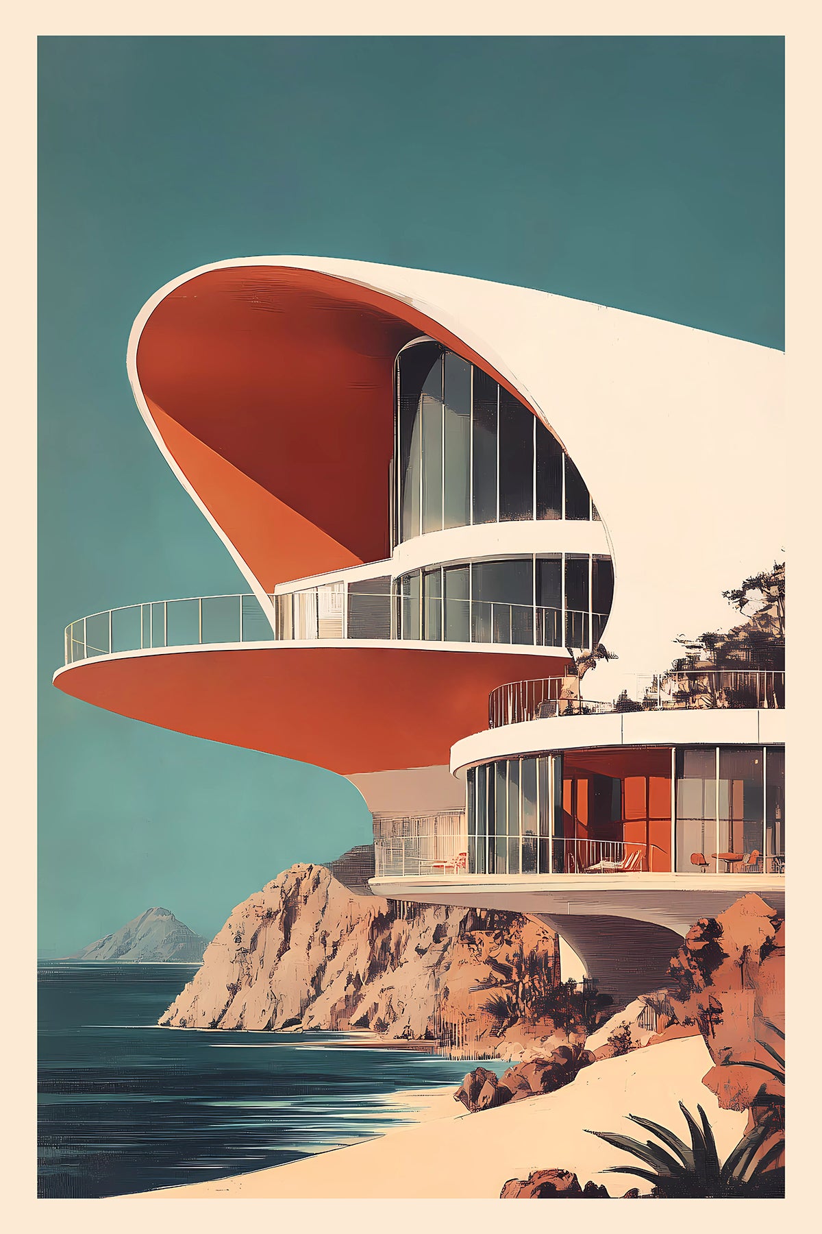 Futuristic Modernist Cliff House – Coastal Retro Architecture
