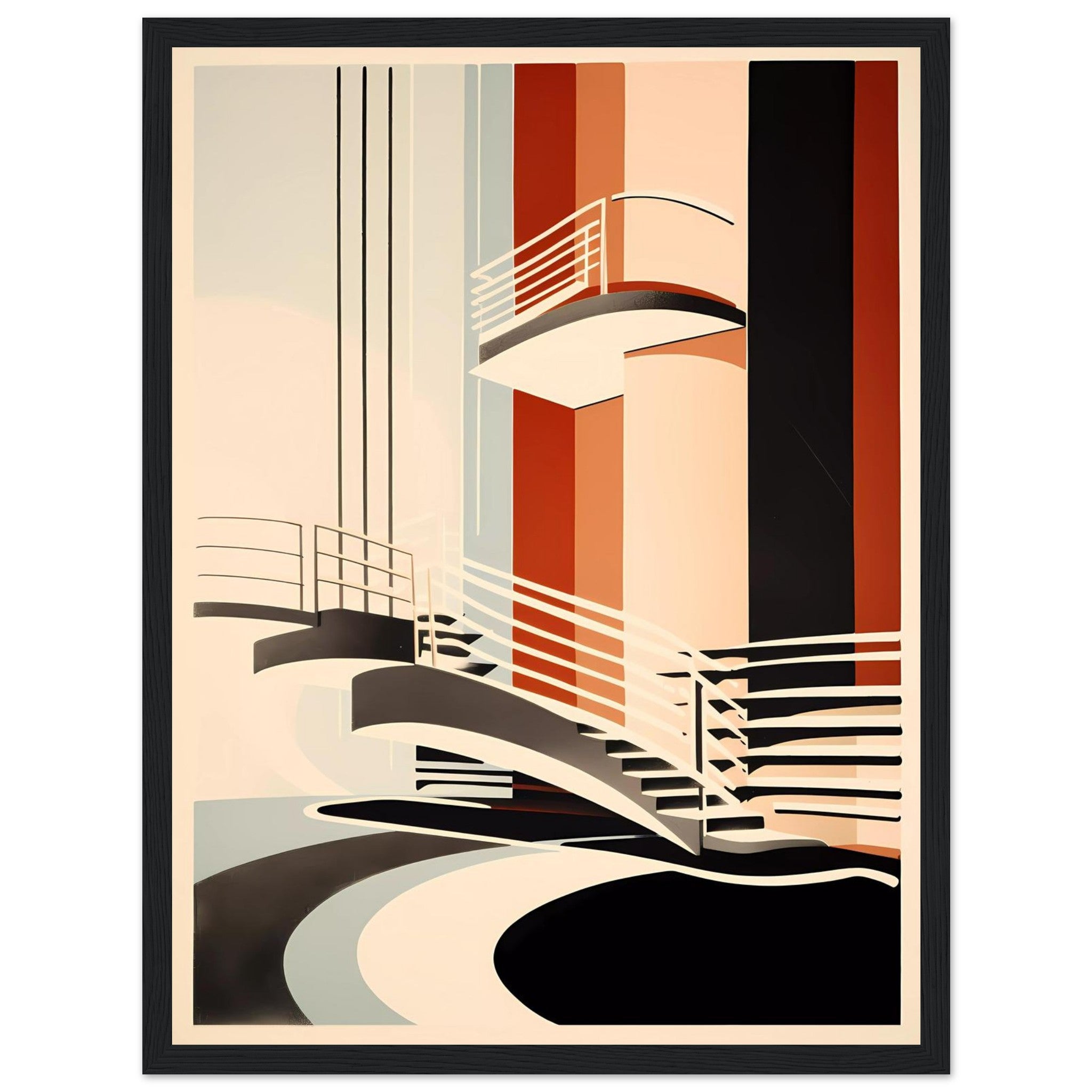 Modernist Stairway Abstract – Art Deco Bauhaus Inspired