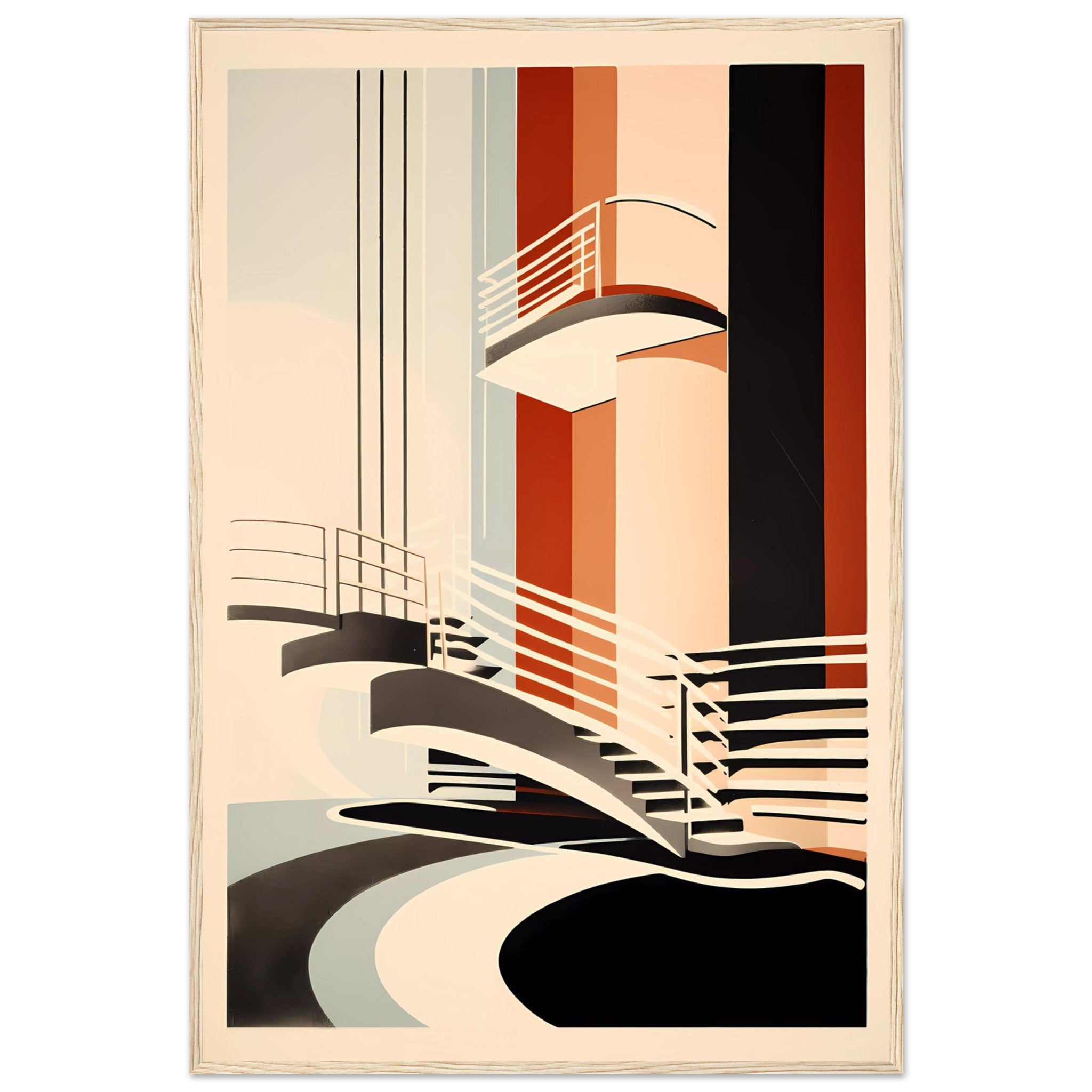 Modernist Stairway Abstract – Art Deco Bauhaus Inspired