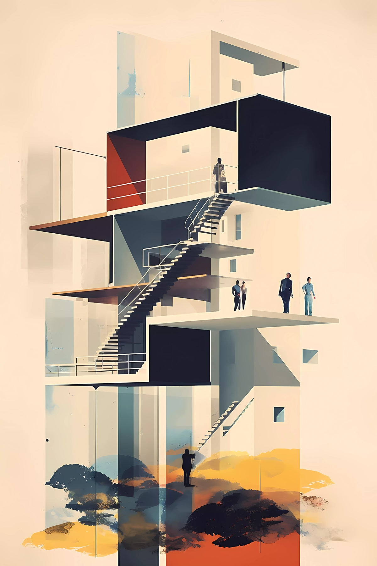Abstract Modern Architecture illustration - Vintage and Retro filters