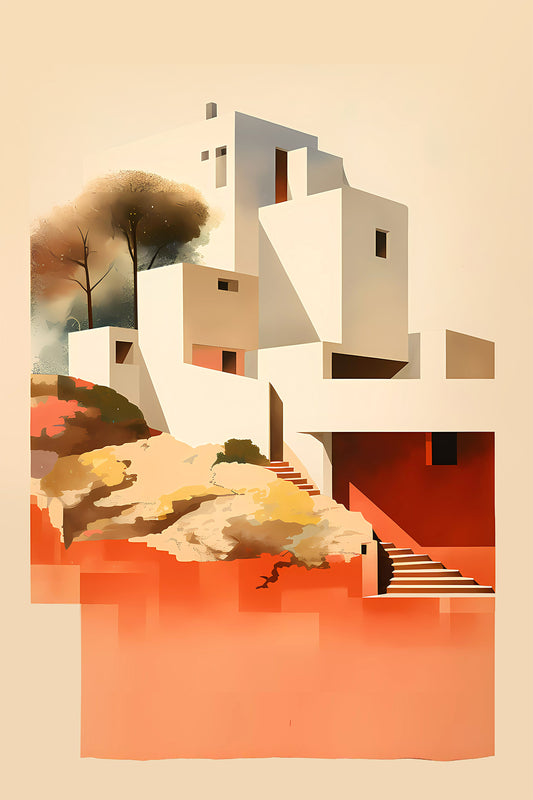 Modernism art print - Alvaro Siza inspired architecture