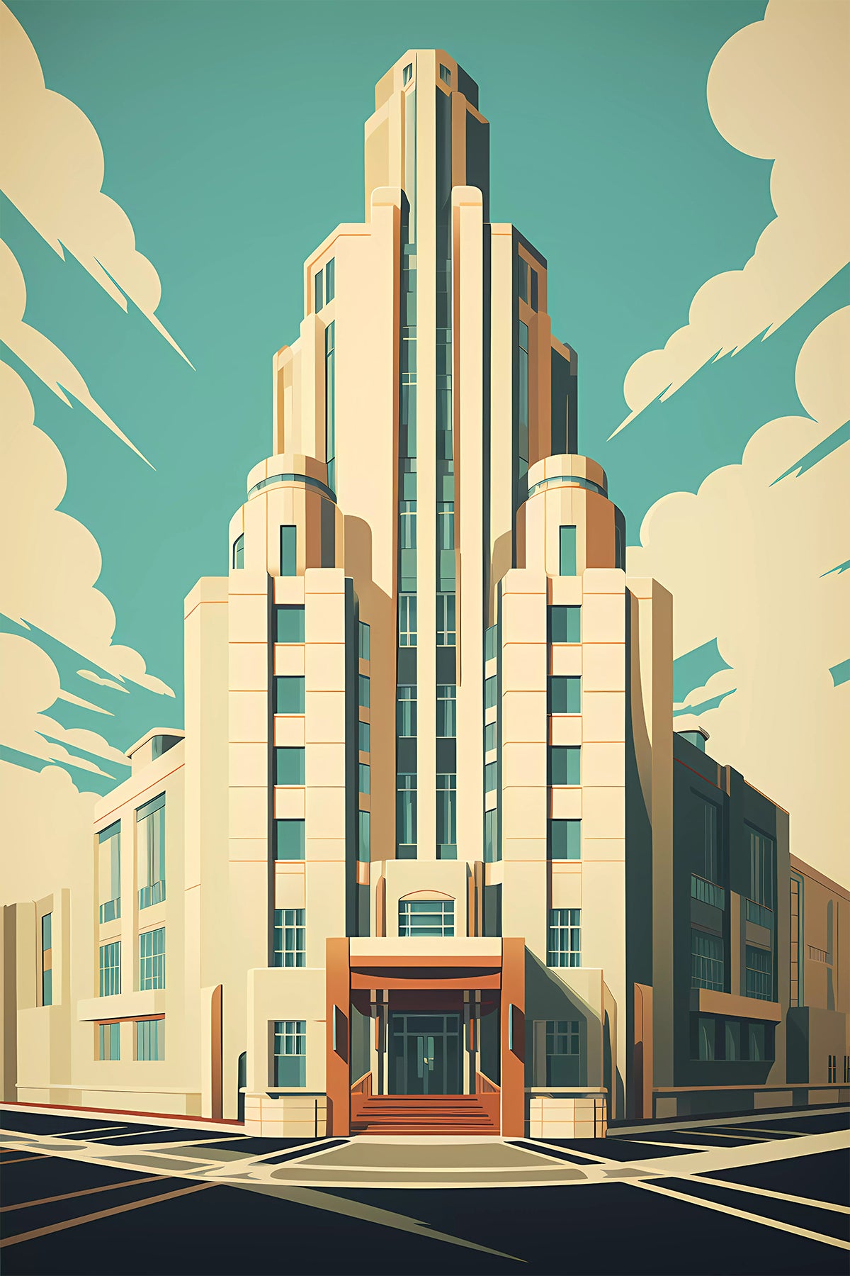 Art Deco Art Print - Retro geometric illustration