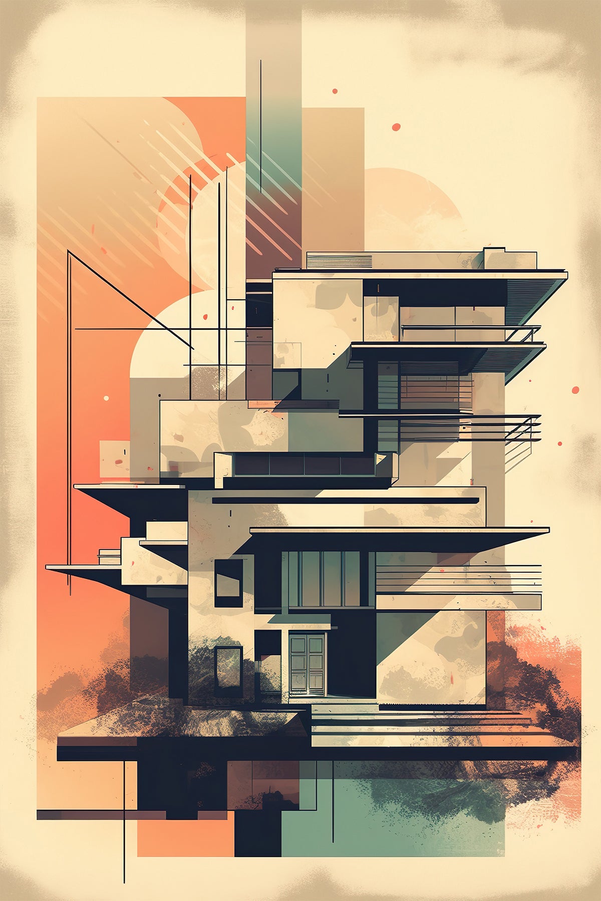 Bauhaus Architecture - Fictional Elevation illustration