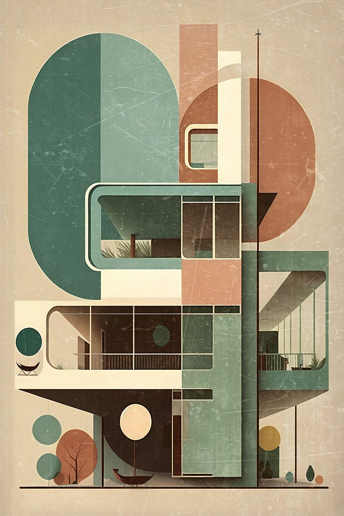 Bauhaus illustration - Fictional architecture I