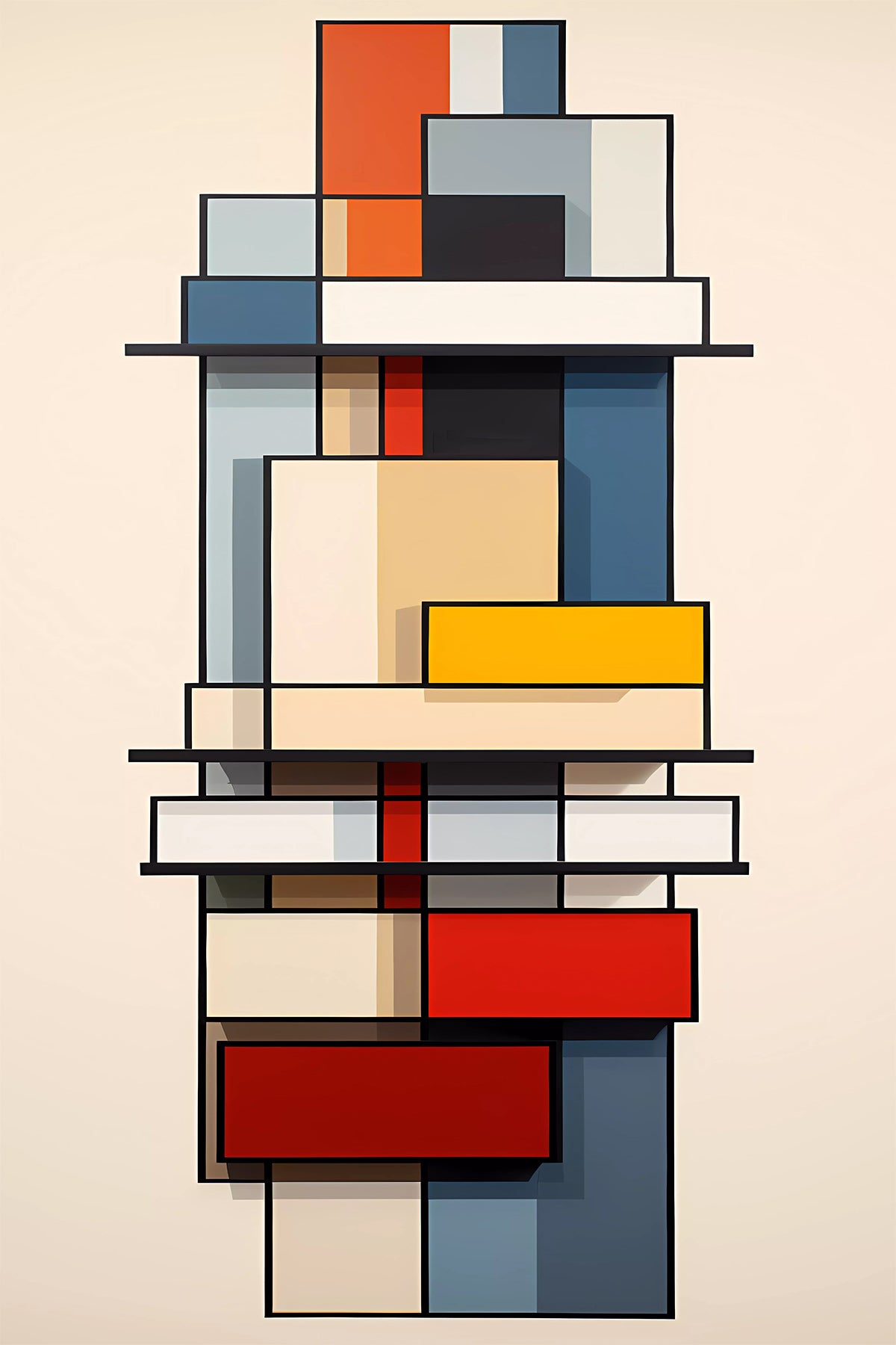 Vintage De Stijl print - Abstract Constructivism Architecture inspired in Piet Mondrian Art