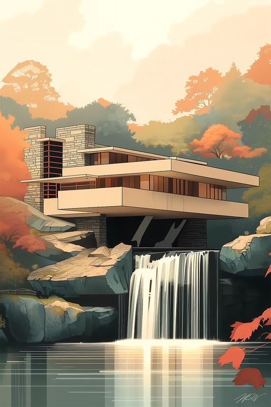 Vintage Fallingwater House - Composition 7