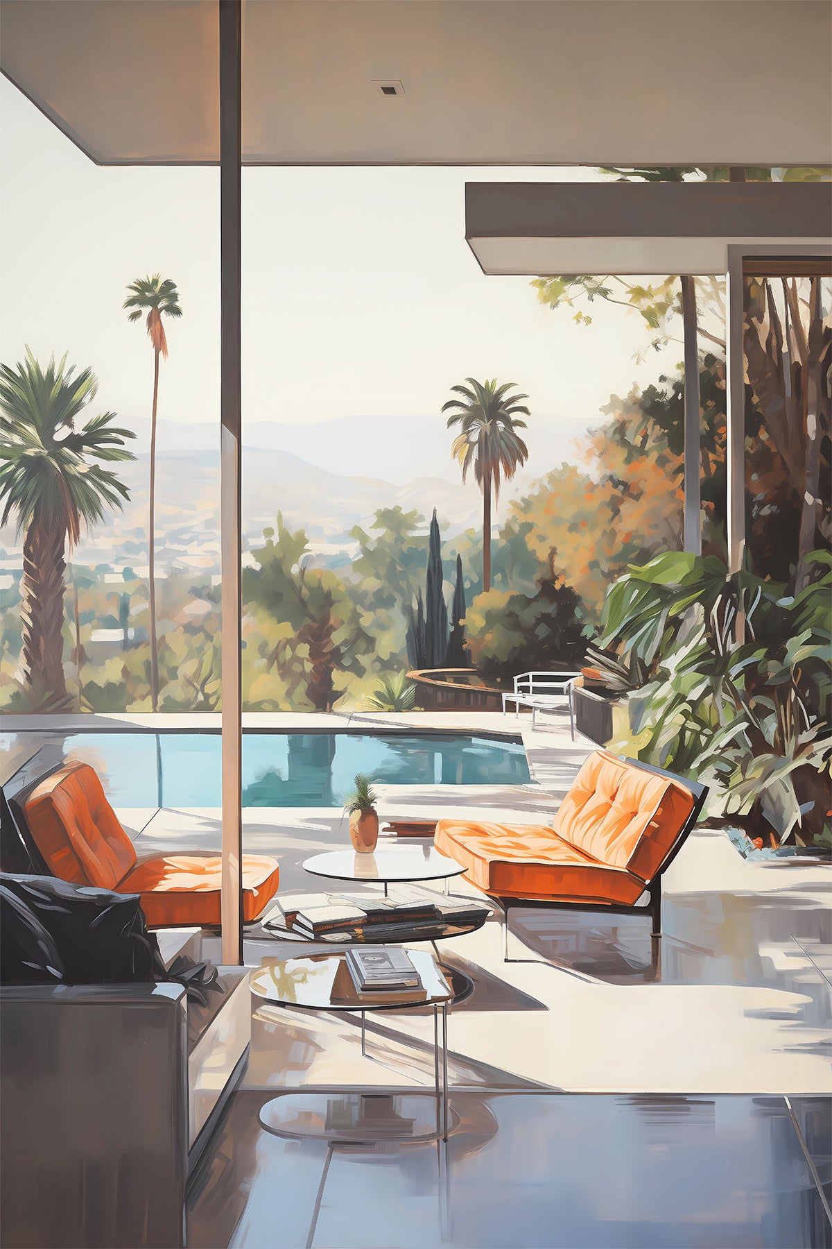 Mid-Century Modern Hollywood Hills, LA illustration Art Print