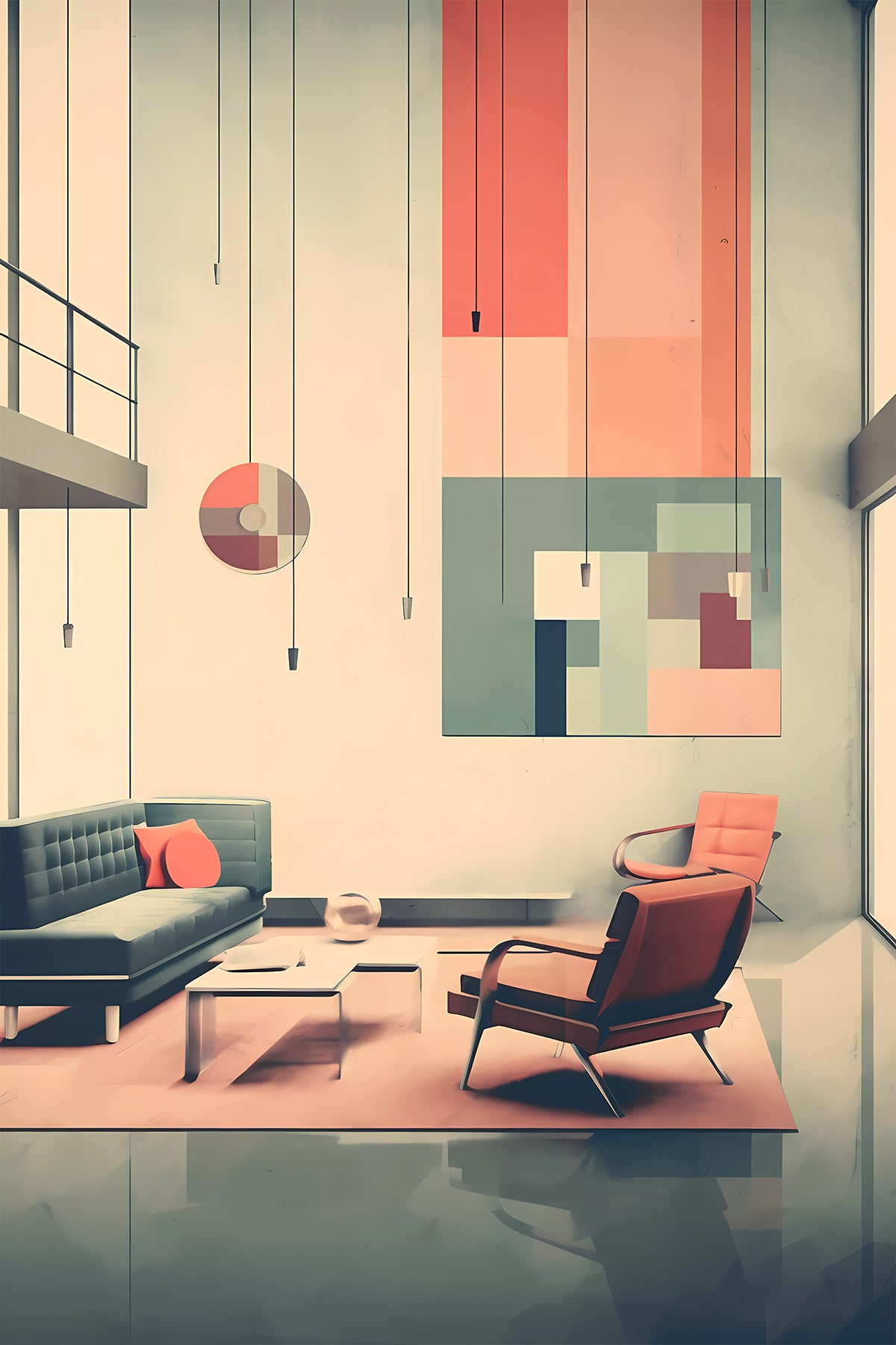 Mid-century Modern Interior Illustration