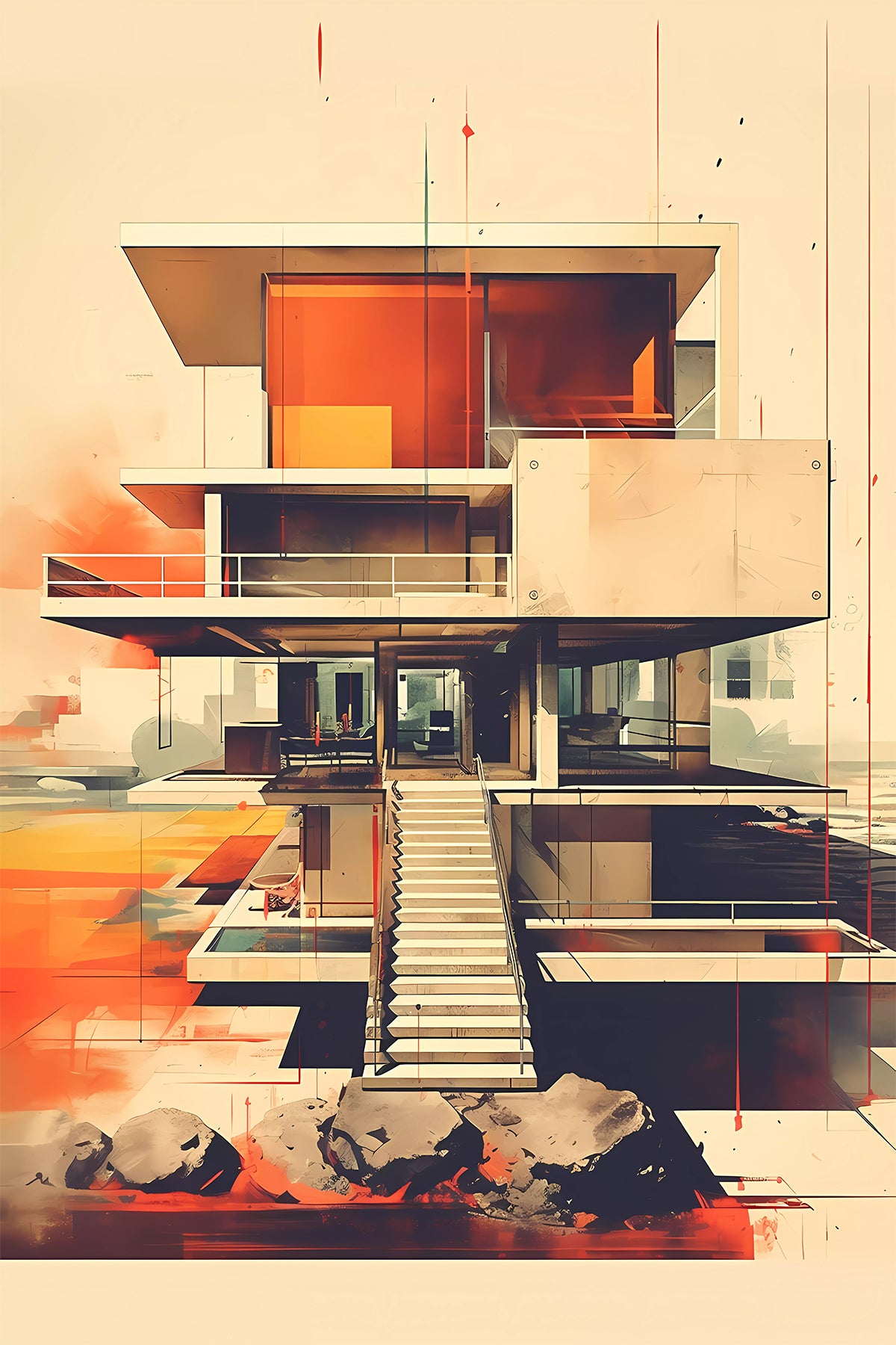 Mid-century Modern Architecture - Fictional illustration