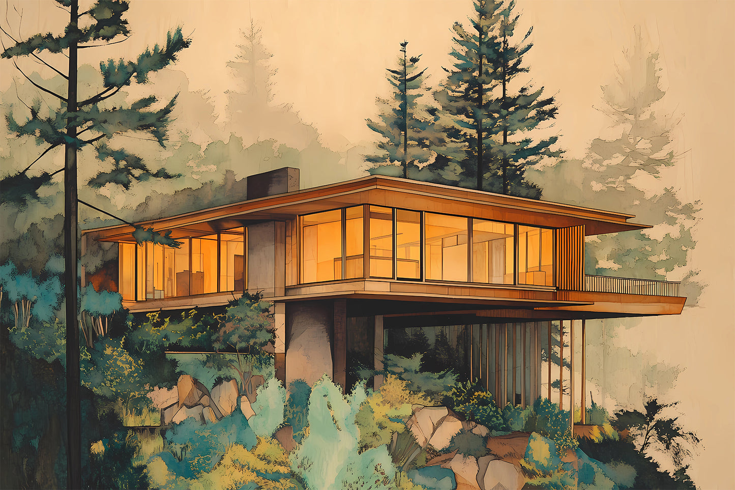 Mid Century Modern Cabin House