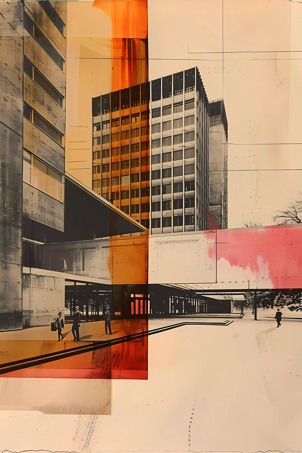 Mid-Century Modern Architecture Collage Art Print nº3