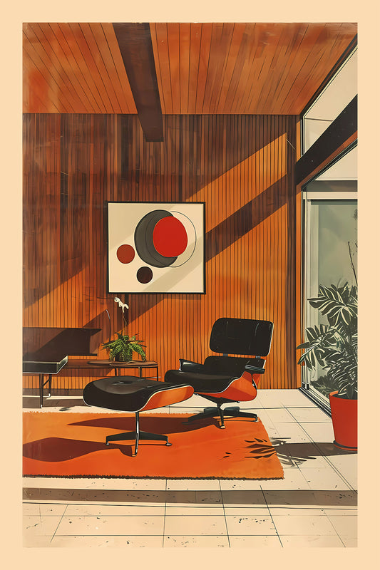 Modernist Mid-century Lounge - Vintage Style Art Print