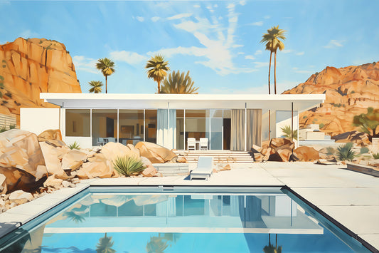 Palm Springs Mid-century modern house - oil on canvas III