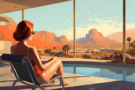 Palm Springs Poolside 1960s illustration II