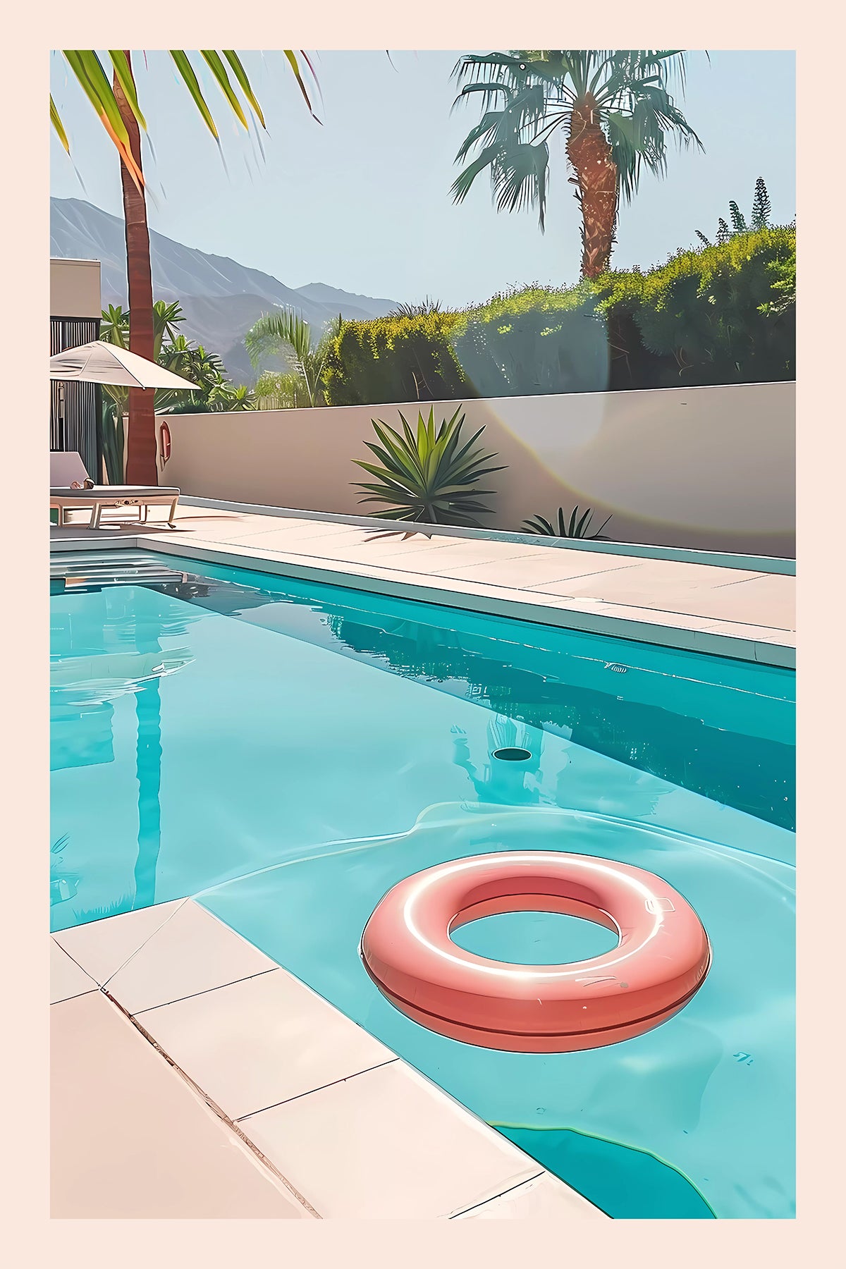 Palm Springs vintage poolside Art Print