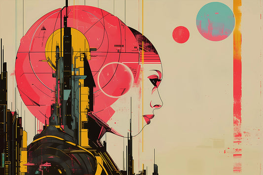 Retro-Futurism Art, Blade Runner inspired Geisha, Art Print nº6