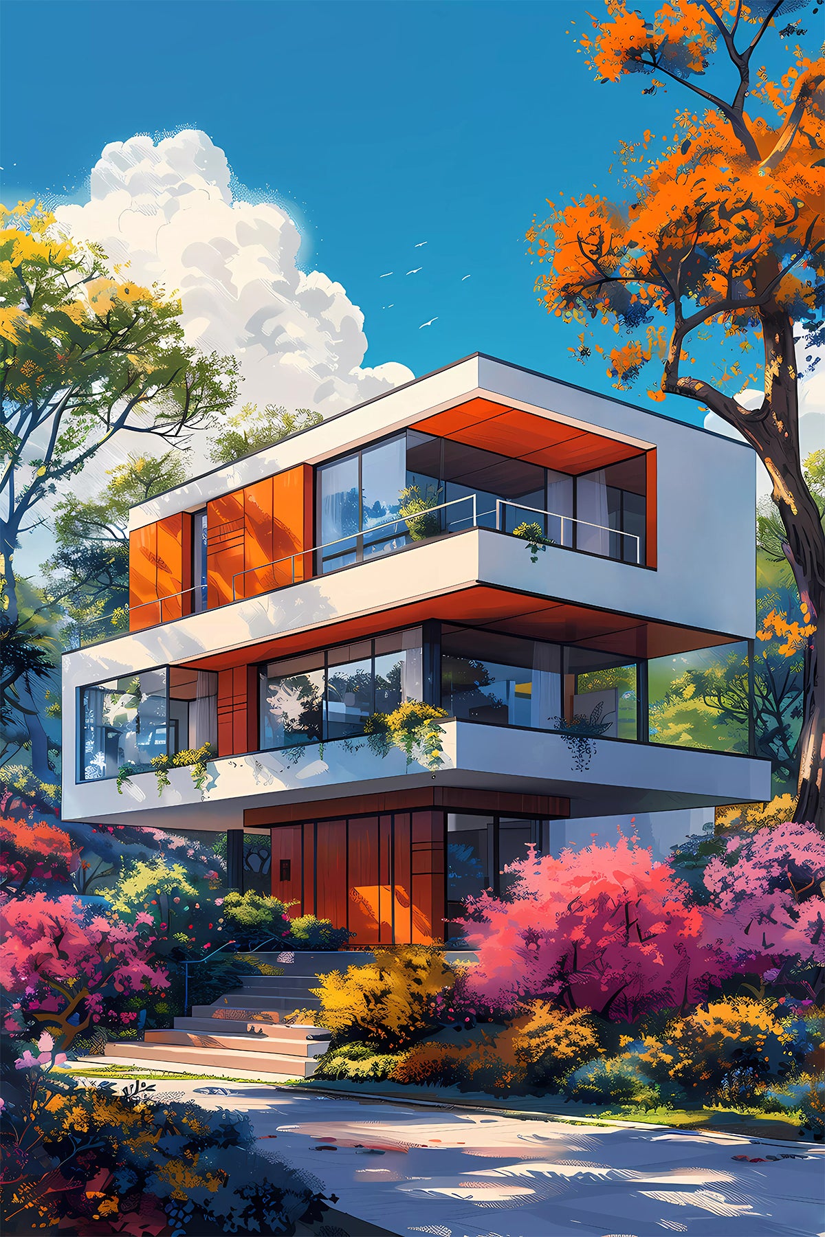 Vibrant Modern Architecture Art Print