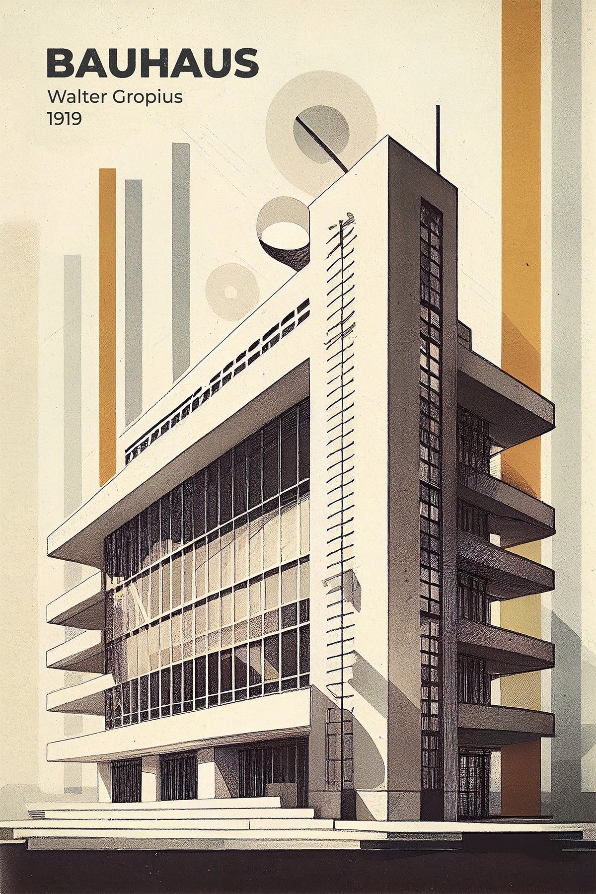 Bauhaus Architecture - Walter Gropius inspired fictional illustration