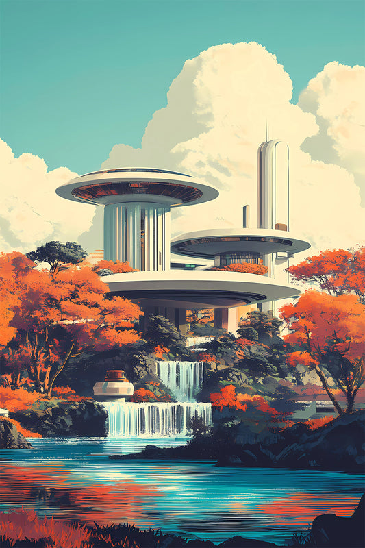 Vintage Mid-Century Futuristic Architecture