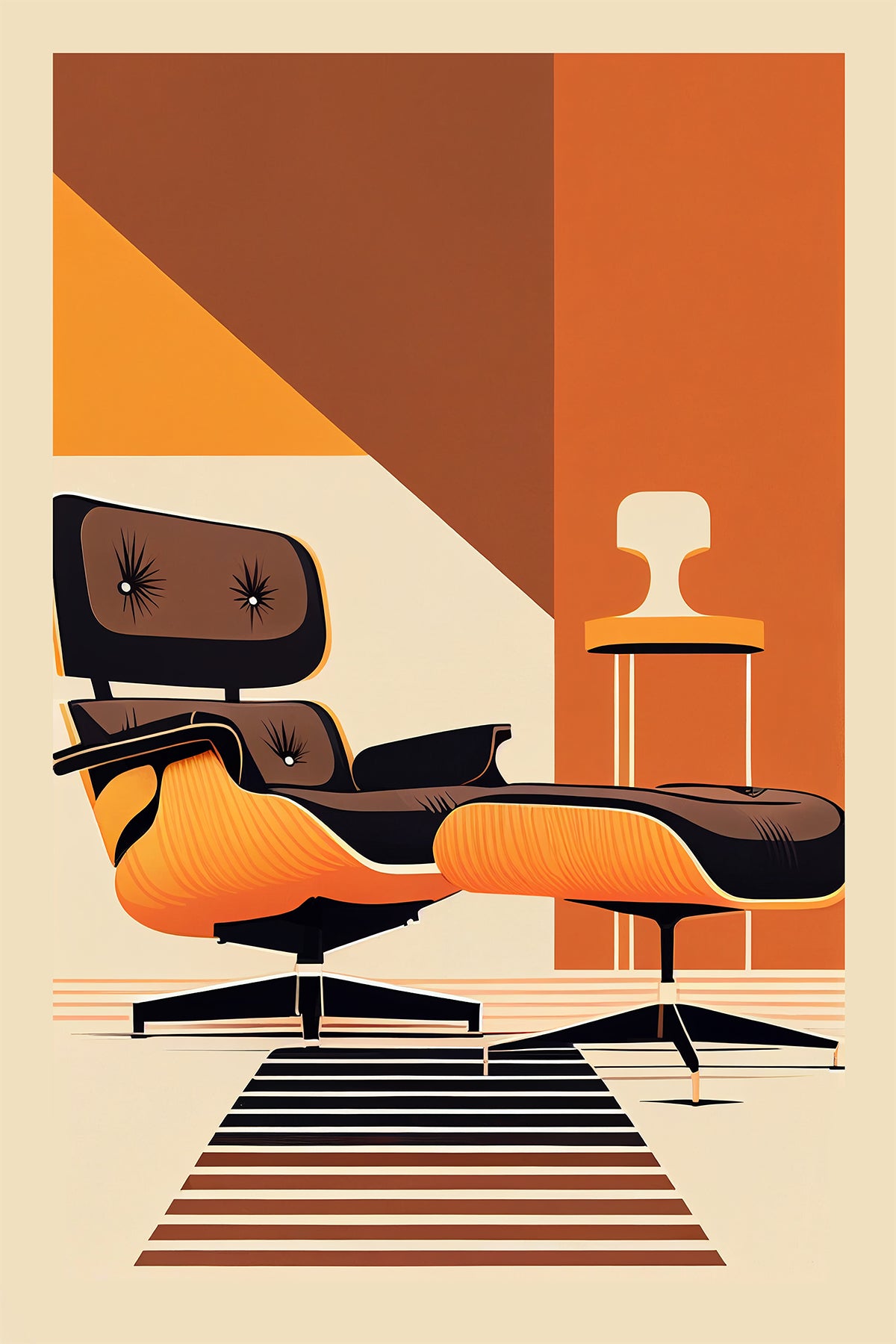 Charles & Ray Eames Lounge Chair minimalist illustration