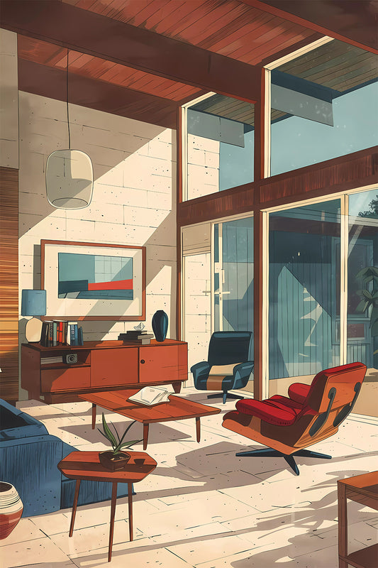 Mid-Century Modern interior Lounge Art Print