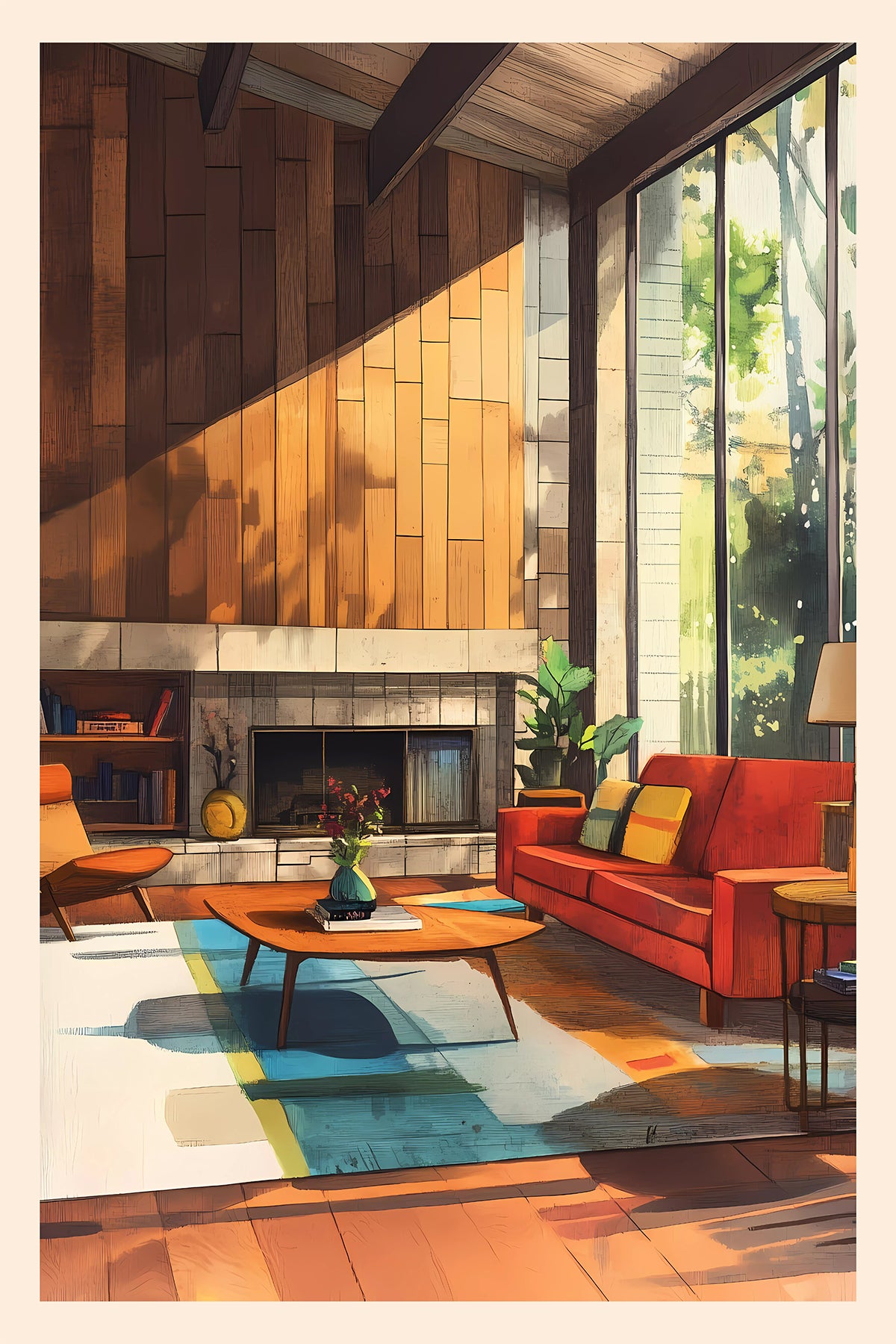 Mid-Century wooden lounge